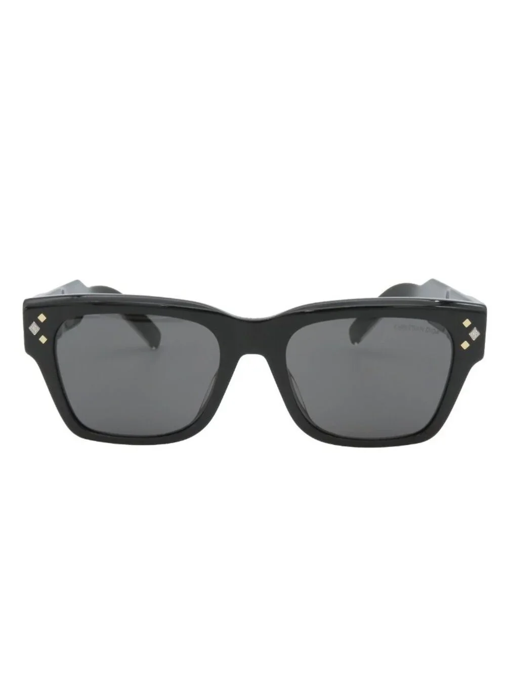 Dior Diamond Sunglasses Black Silver Acetate Metal Rectangular Eyewear